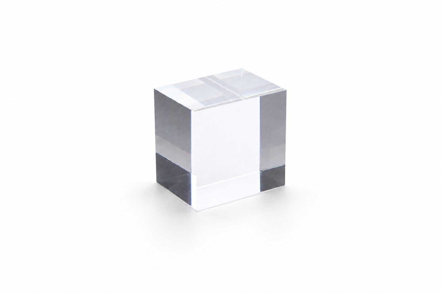 ACB002 Acrylic Block Cube (Clear) — studio view
