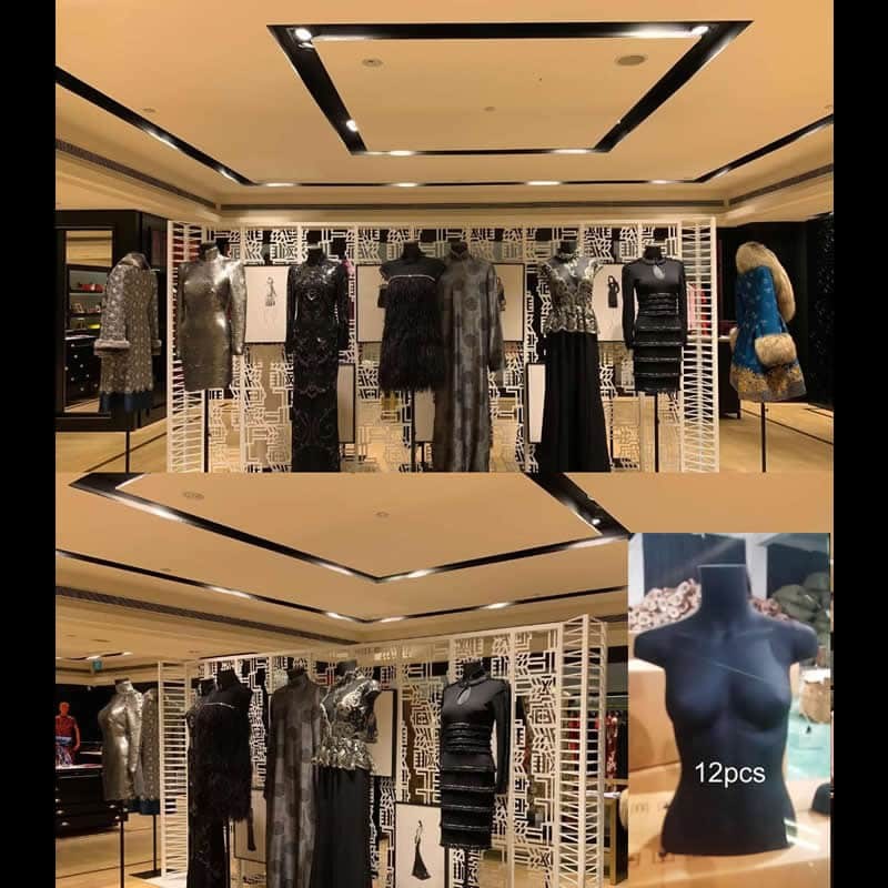Black female torso inset alongside dressed display examples