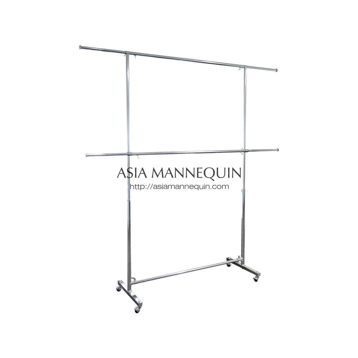 CR3-008HD-3FT Clothes Garment Racks, 3ft Wide,1.9m tall, 2 Tier, Heavy Duty, Extendable Height &amp; Sides, Silver Chrome