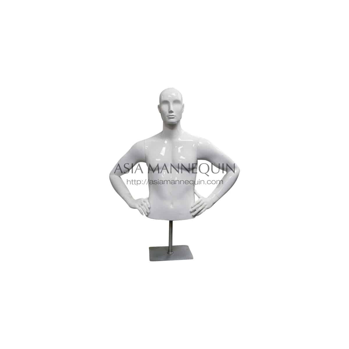 SK67 Male Mannequin, Torso, Glossy White