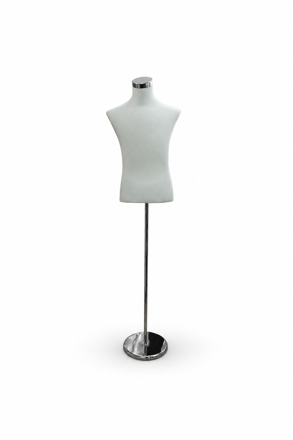 TM 12 Fabric Torso Male White / Black Color Steel Base — studio view