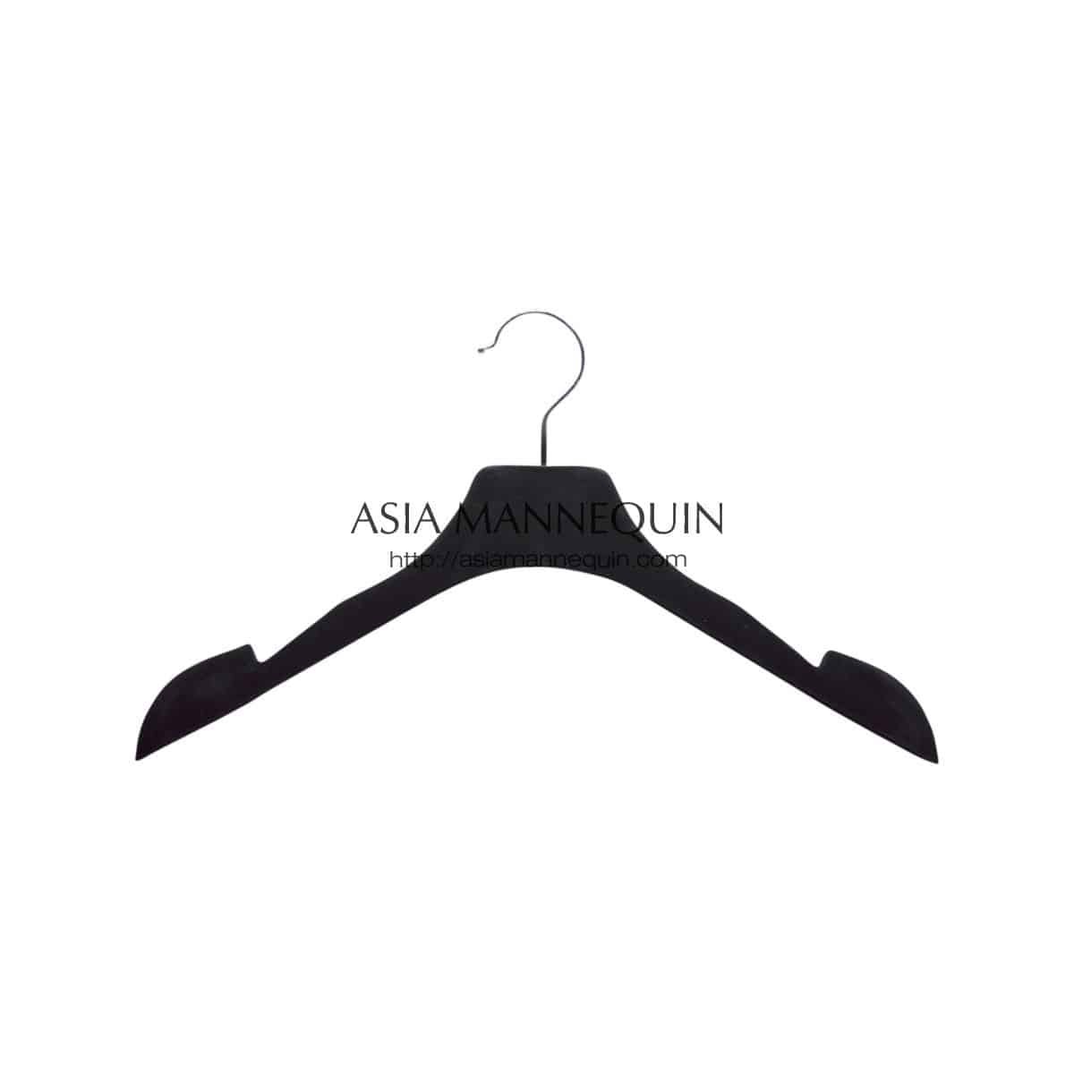 HVE002 Velvet Coat Hanger, Black, Non-Slip, Elegant Dip, w/o Bar (1 pc)