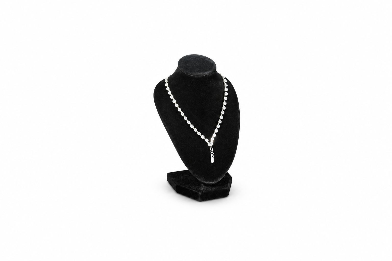 JDVEL007 Jewellery Necklace Display Stand (Velvet, Black) — studio view