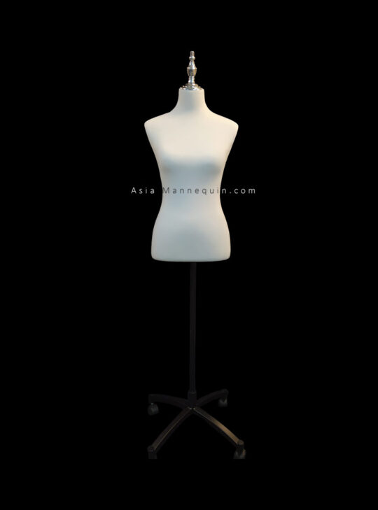 Female torso mannequin with steel base.