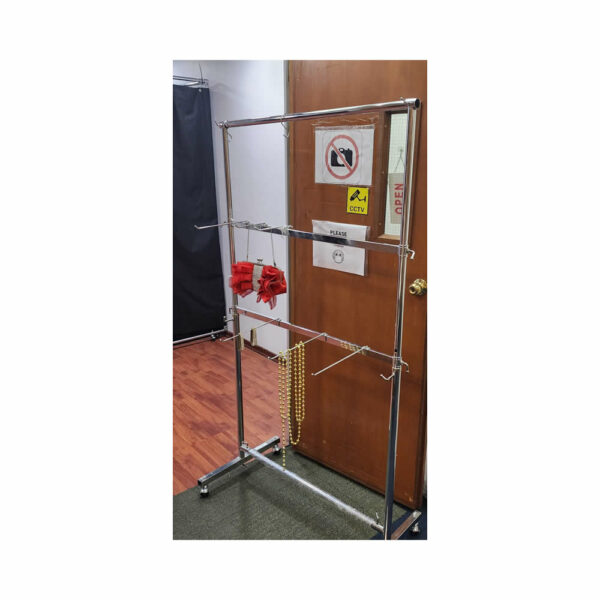 Rental display rack with red bow