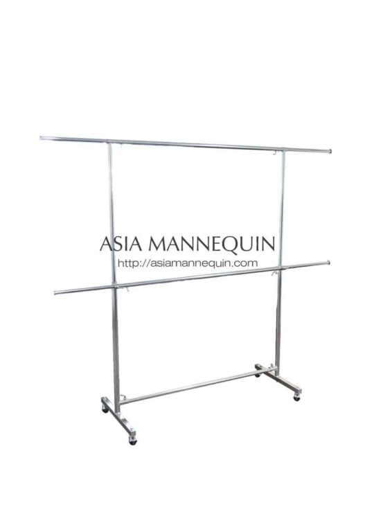 CR3-008HD-3FT Clothes Garment Racks, 3ft Wide,1.9m tall, 2 Tier, Heavy Duty, Extendable Height & Sides, Silver Chrome