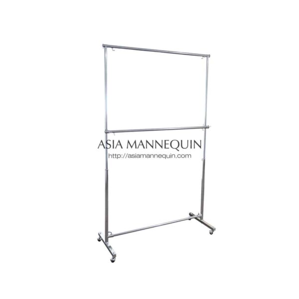CR3-008HD-3FT Clothes Garment Racks, 3ft Wide,1.9m tall, 2 Tier, Heavy Duty, Extendable Height & Sides, Silver Chrome