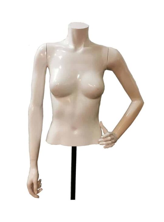 SK63 Female Mannequin (Glossy White) Half Body, Headless With Arm