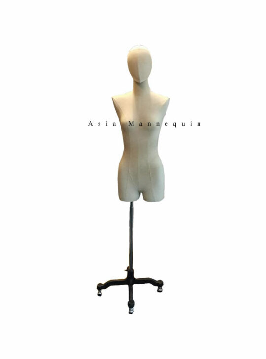TAMF0012 Female Torso Mannequin With Adjustable Head (Female, Wooden Base)