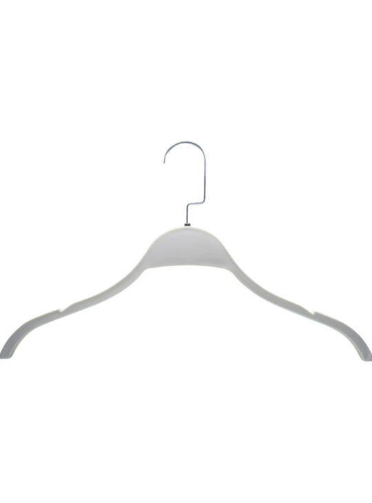 A white hanger on a white background.