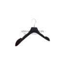 HVE002 Velvet Coat Hanger, Black, Non-Slip, Elegant Dip, w/o Bar (1 pc)