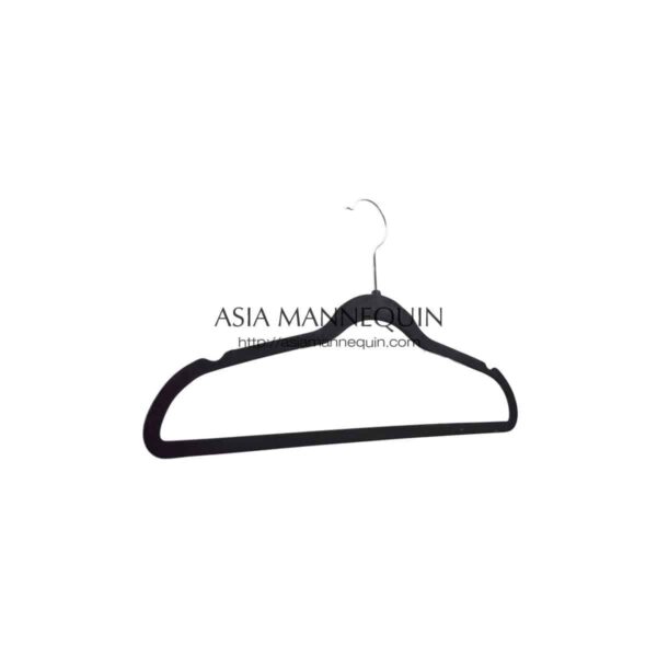 HVE006 Velvet Clothes Hanger, Black, Non-Slip, w/ Bar (1 pc)