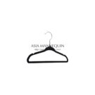 HVE007 Velvet Clothes Hanger, Black, Child-Size, Non-Slip, w/ Bar (1 pc)