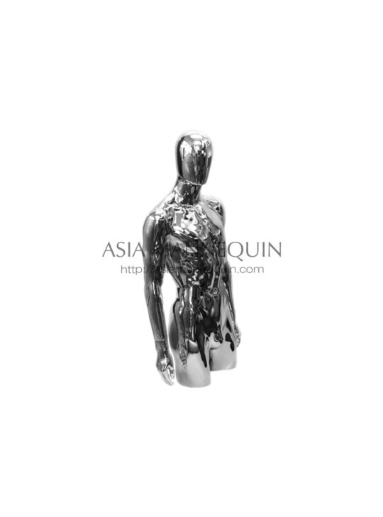 MCHH001 Mannequin, Chrome, Half-Bodied, Male, Silver