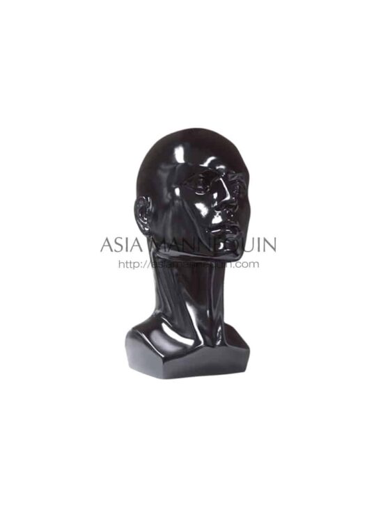 MHEADM005 Head Mannequin, Male, Glossy Black