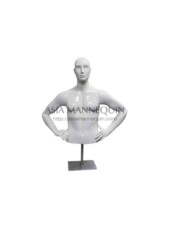 SK67 Male Mannequin, Torso, Glossy White