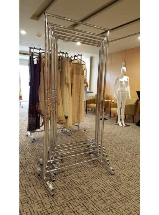CR109HD-3FT Clothes Garment Racks, 3ft Wide,Extendable wide5ft 150cm,  2 Tier, Extendable Height 150cm to 190cm  Chrome 2m Height