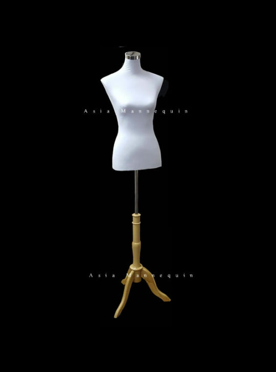 TAMF0012 Female Torso Mannequin With Adjustable Head (Female, Wooden Base)